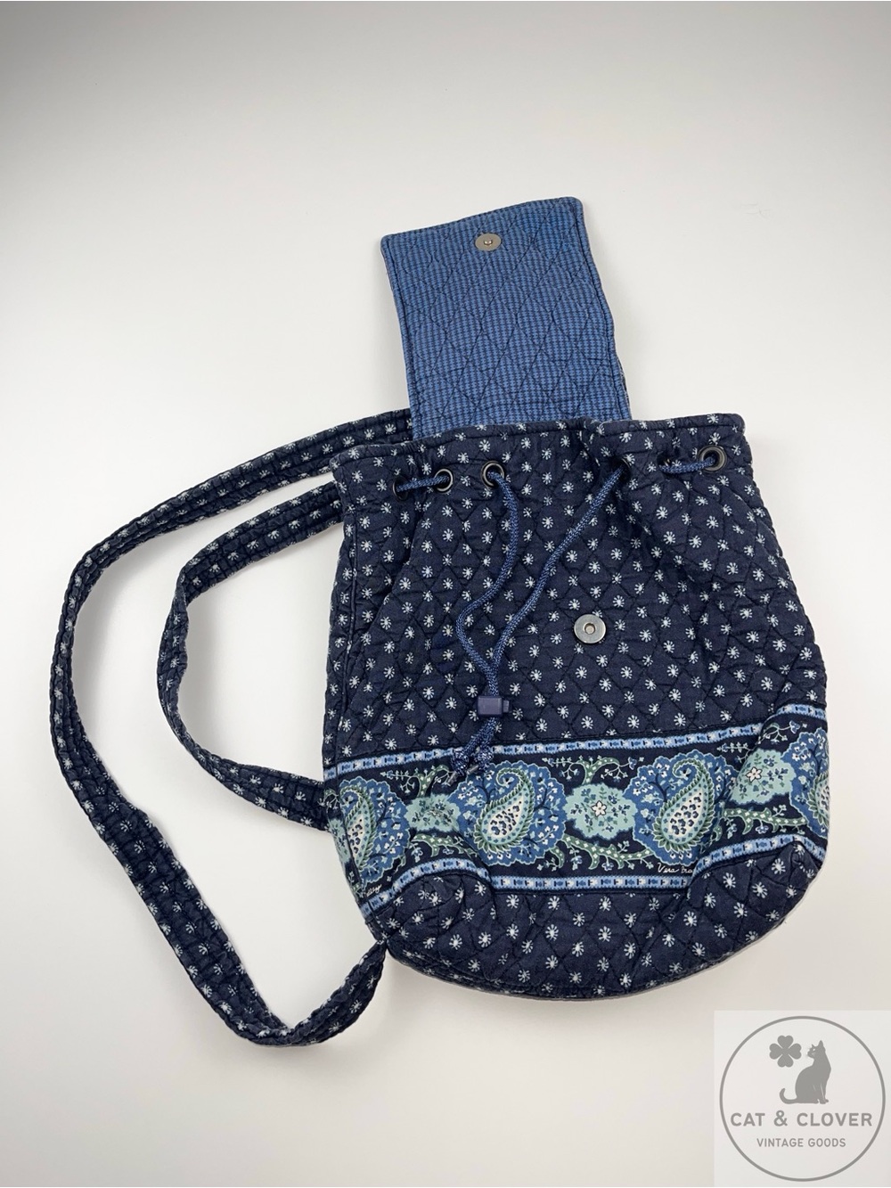 Vera Bradley 2002 Seaport Navy Vintage Duffel Backpack Shoulder Bag 4 Pc Lot - Picture 4 of 16